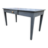 Reconstruction period oak table with 1 drawer painted blue.