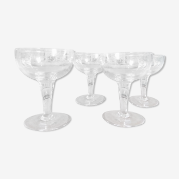 Set of four vintage French glasses for liquor
