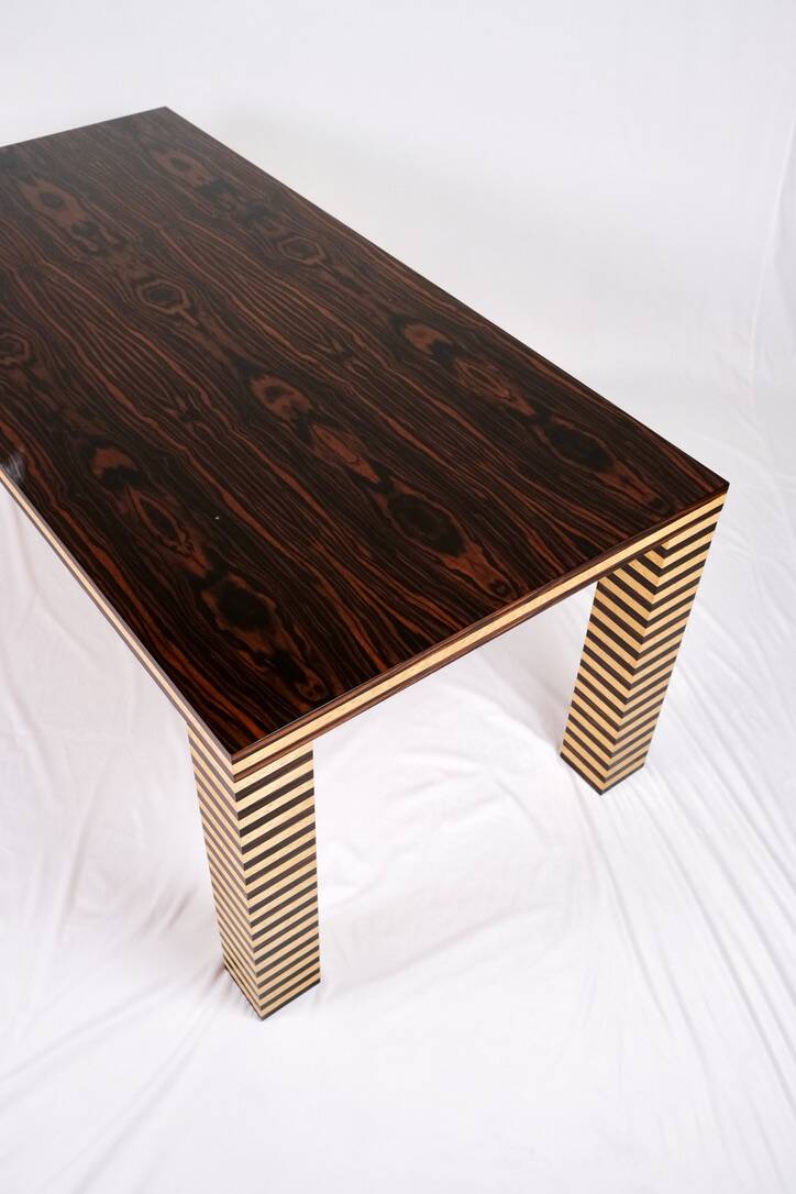 Memphis style dining table, wood, Italy