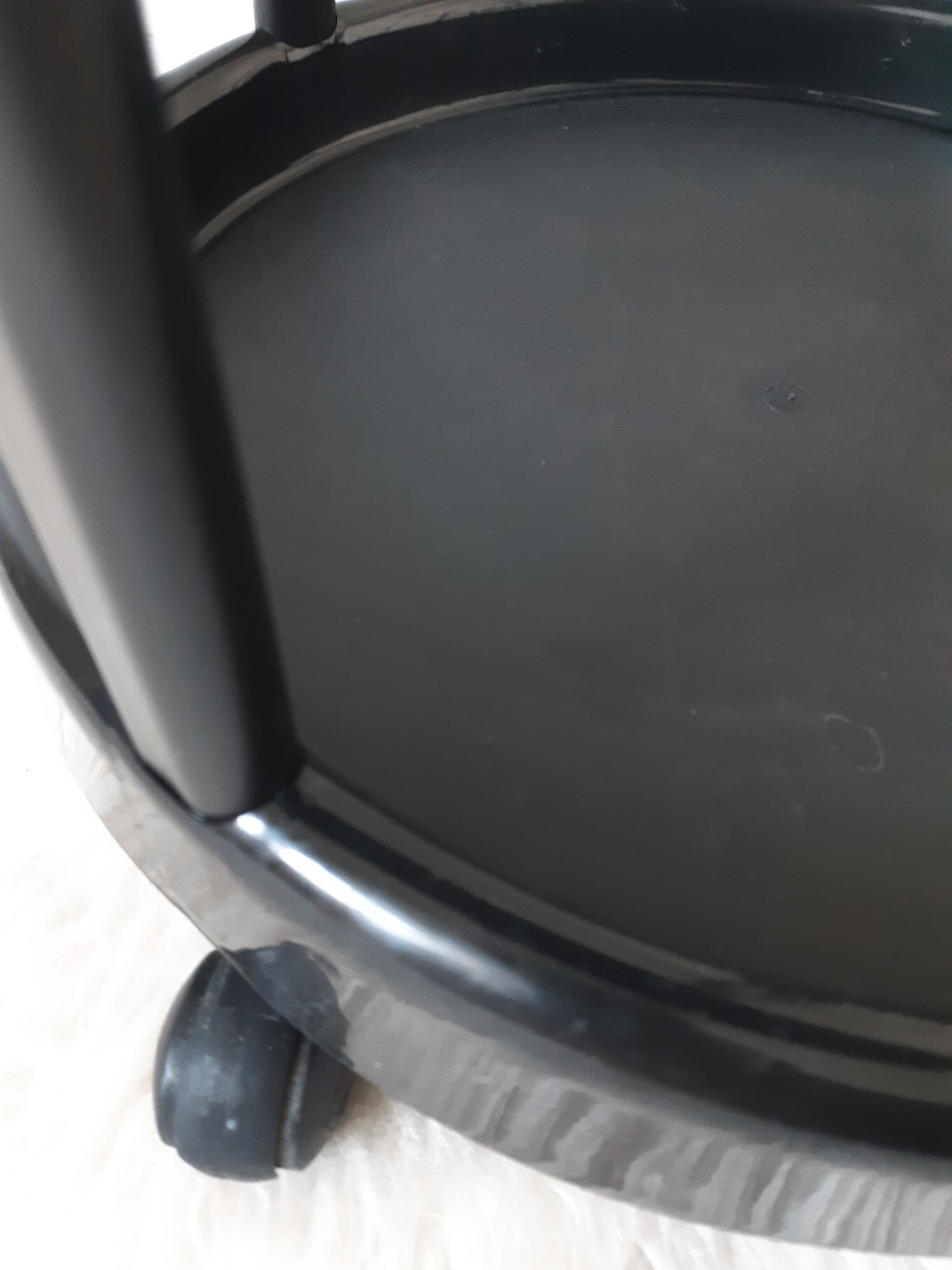 Vintage bar table, black plastic, round table, 70s, Simo, made in Italy