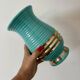 Vintage Art Deco vase in blue and gold ceramic