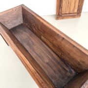 Farm table, old solid oak dough trough, France, around 1920.