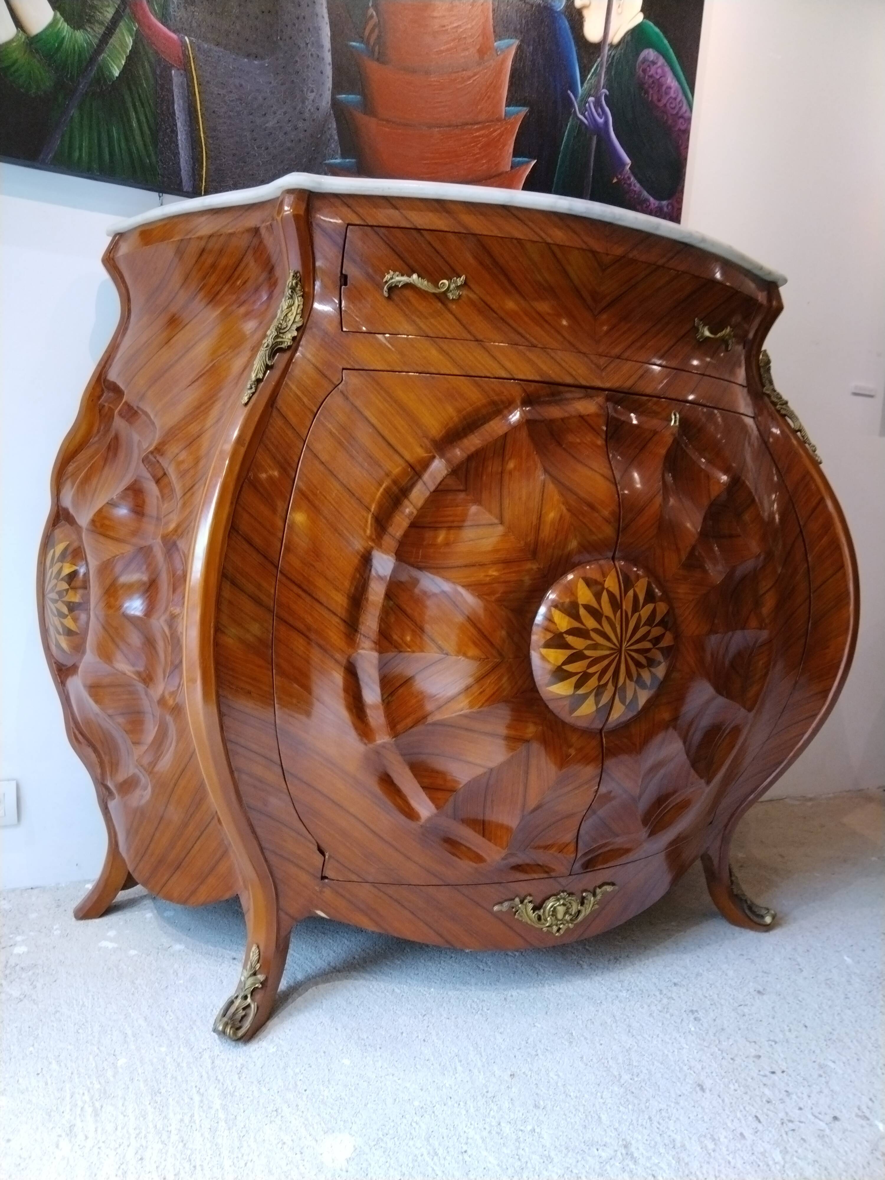 Louis XV style marquetry bar furniture