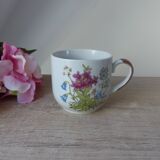 Ancienne tasse fleurie en céramique vintage