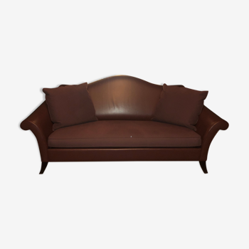 Bordeaux collar leather sofa 3 places