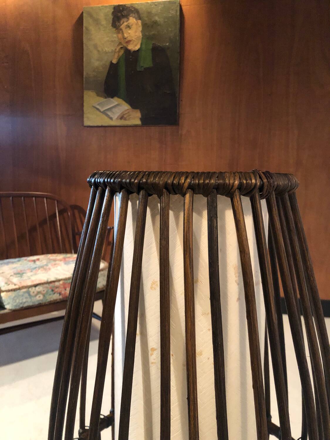 Large rattan floor lamp 1960