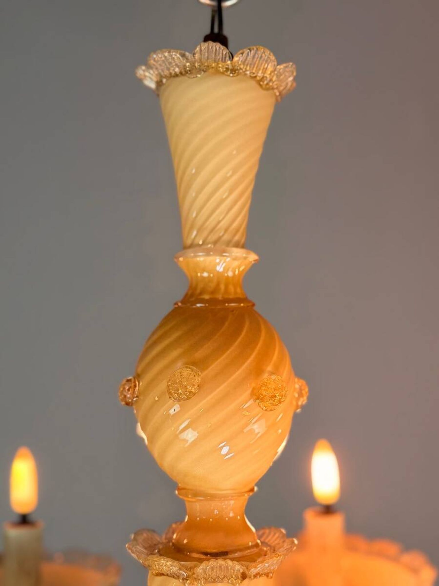 Lustre vénitien en verre de Murano jaune, vers 1950