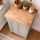 Vintage Parisian cupboard with 1 door, 1 drawer, reimagined in grey-green.