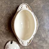 HB & Cie brown ironstone gravy boat with lid