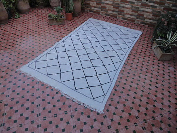 tapis Beni Ouarain tissé a la main, tapis kilim marocain berber 238 x 139 cm