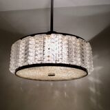 Large barrel chandelier, glass and perspex design, 60s-70s