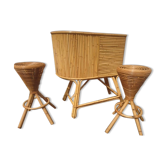 Rattan bar and stools