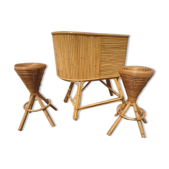 Rattan bar and stools
