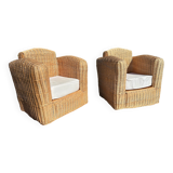 Large rattan armchairs