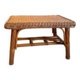 Rectangular vintage rattan coffee table