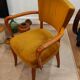 Fauteuil chaise bridge ancien moutarde