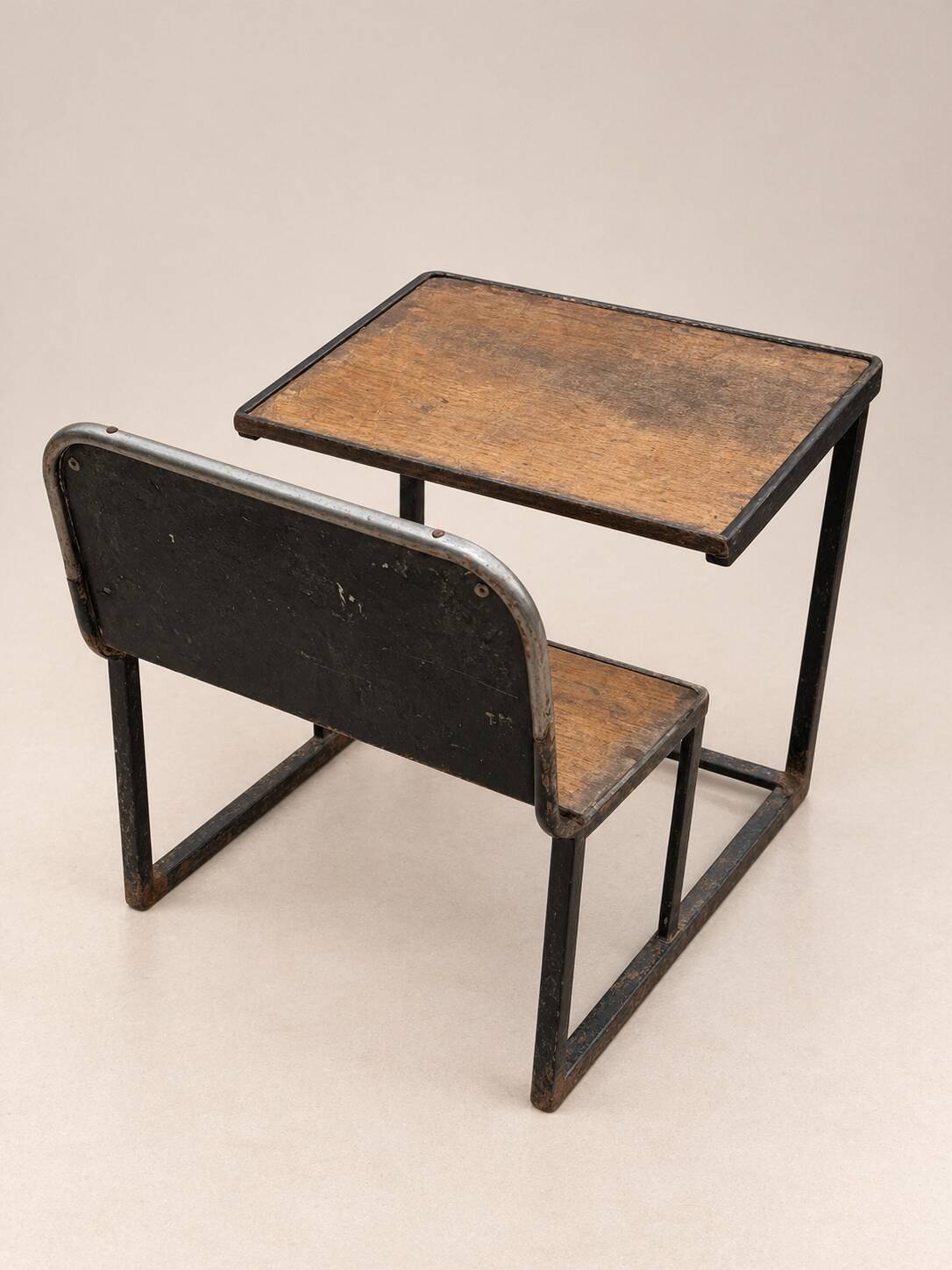 Vintage wooden and metal school desk