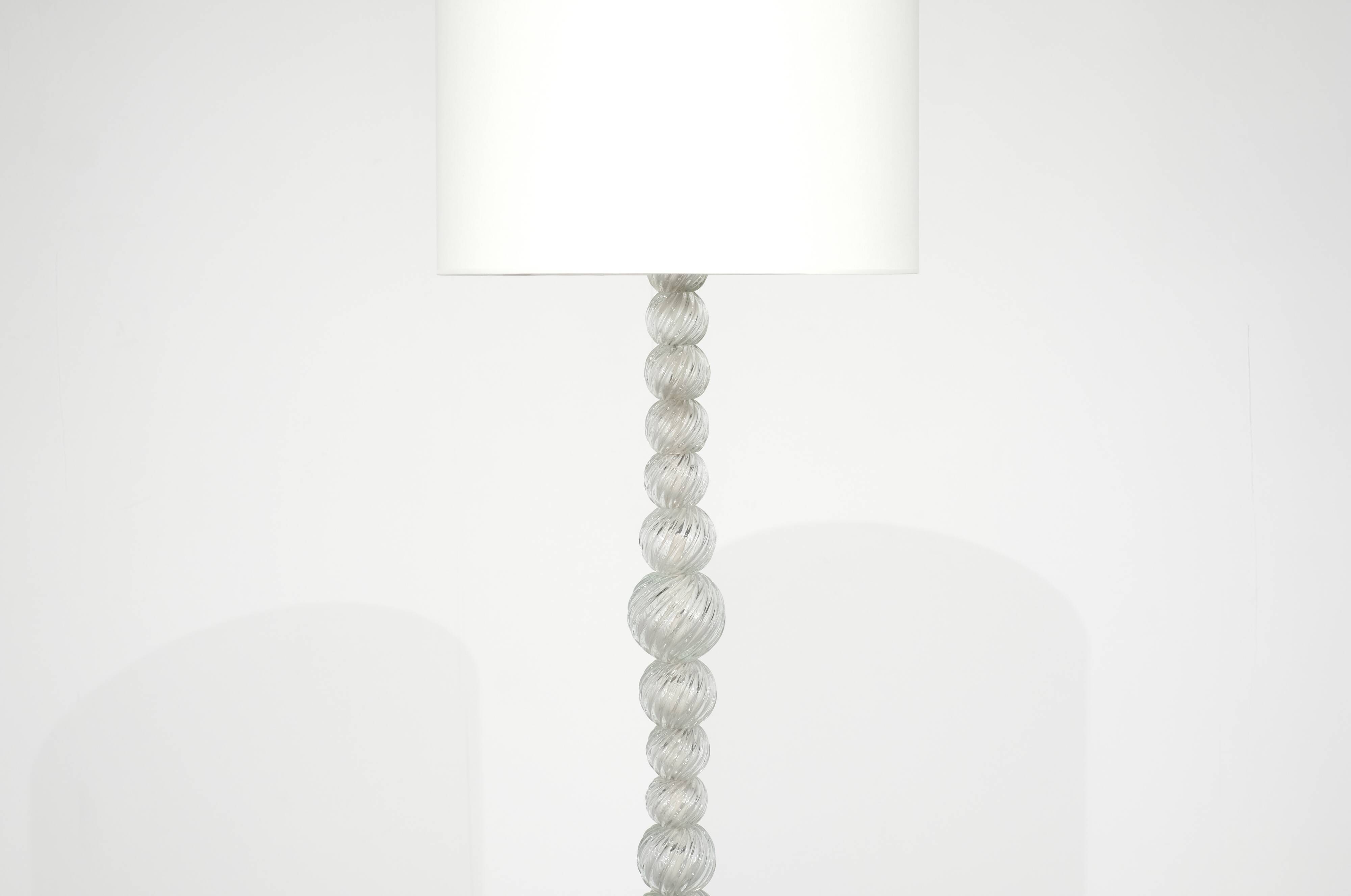 Murano glass and bronze floor lamp attributed to Seguso Vetri, Italy.