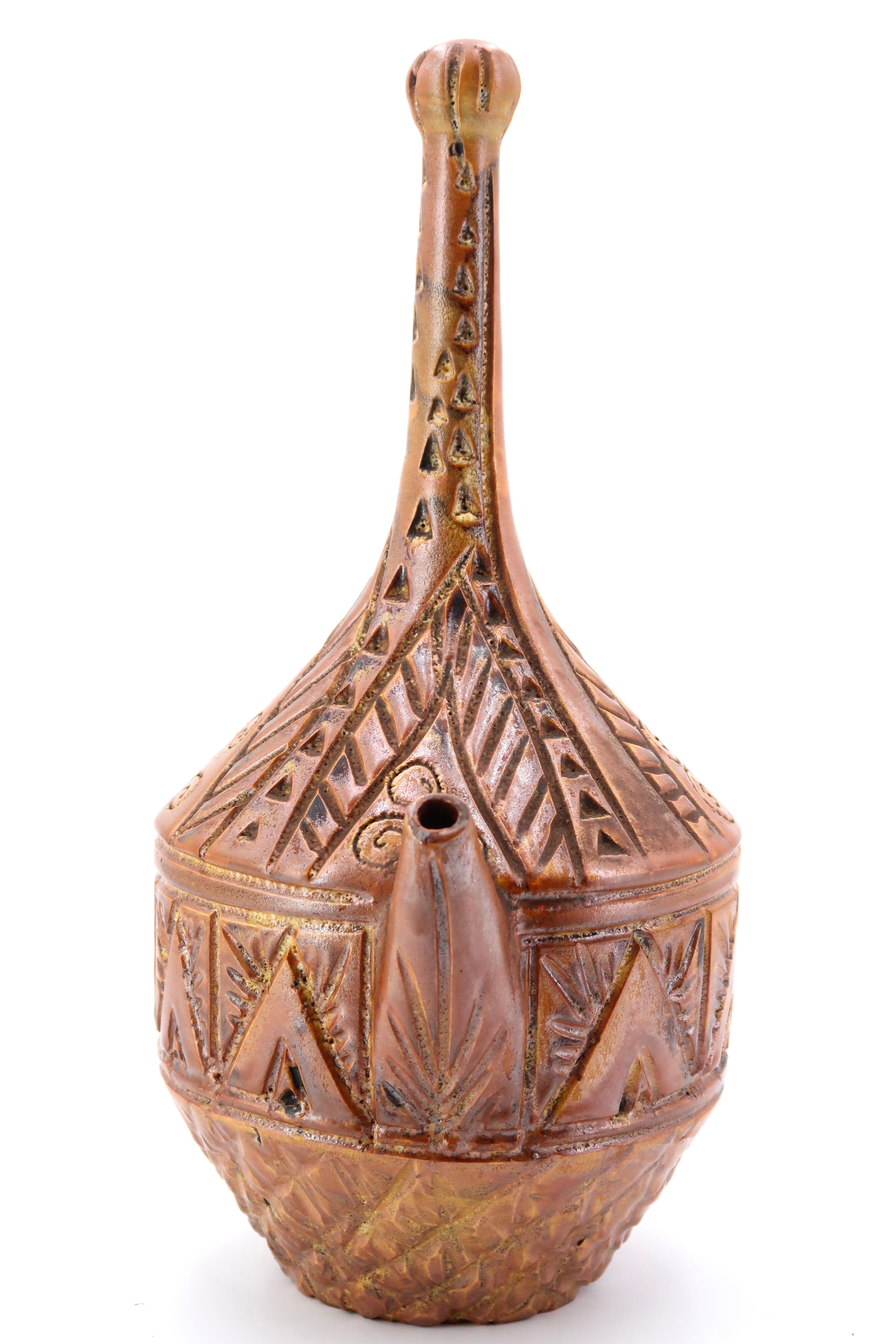 Stylized ceramic pitcher by Huguette Bessone, Vallauris