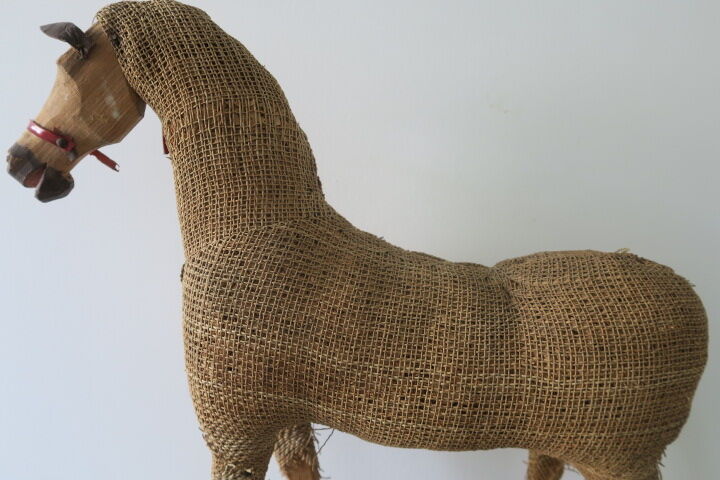 Toy wooden horse with horsehairs early 20th