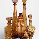 Empoli Amber Glass Decanter Set by Wayne Husted, Handmade in Italy
