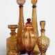 Ensemble de carafes en verre ambre Empoli par Wayne Husted, fait à la main en Italie.