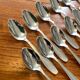 Box of 12 small silver-plated Art Deco spoons