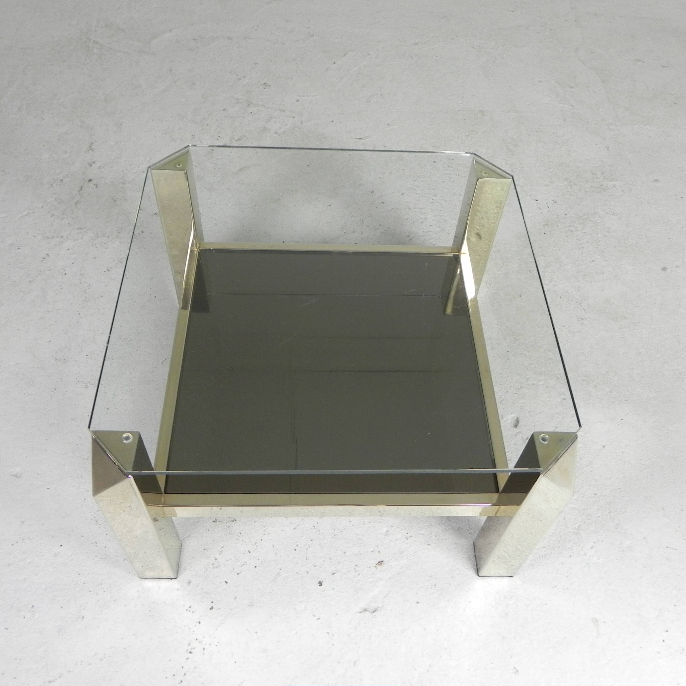 Belgo Chrom coffee table with 2 glass plates, 1970s