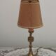 French Mid Century Brass Boulotte 2 Light Table Lamp Brown Shade