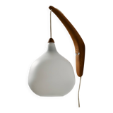 MK10987 Teak and glass wall lamp by Uno & Östen Kristiansson for Luxus