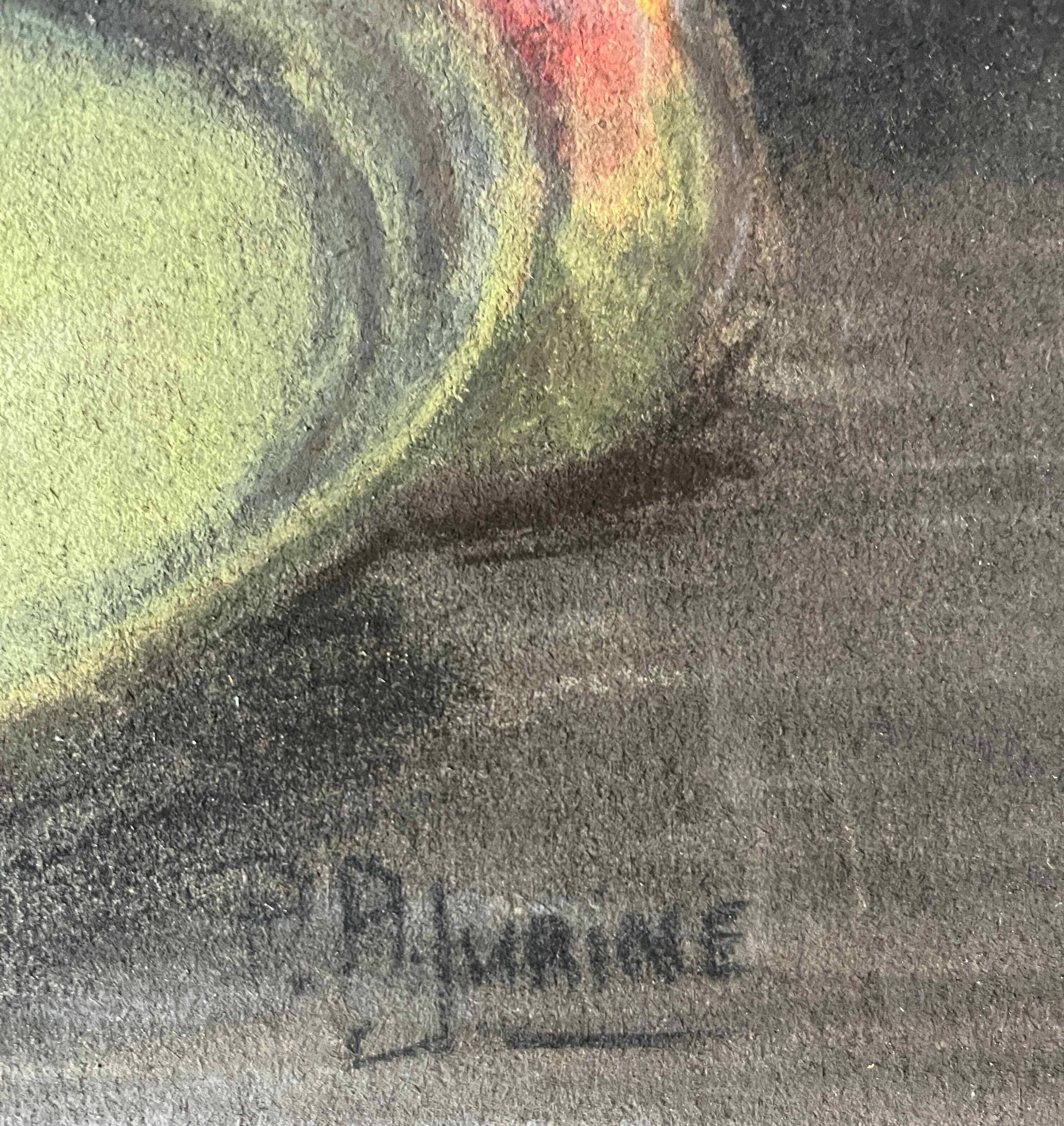 Pastel painting "Still life with peaches" signed