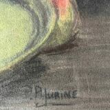 Pastel painting "Still life with peaches" signed