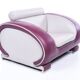 Leather armchair, hotel lounge, purple and gray, vintage