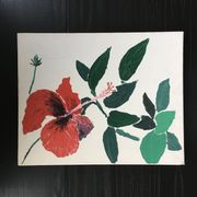 Red exotic flower painting