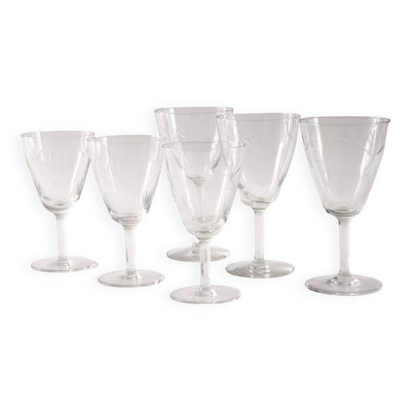 Série de 6 verres ciselés 2 tailles