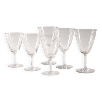Set of 6 chiseled glasses, 2 sizes