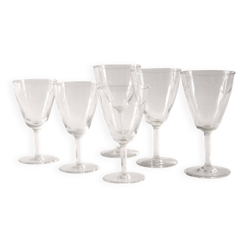 Série de 6 verres ciselés 2 tailles