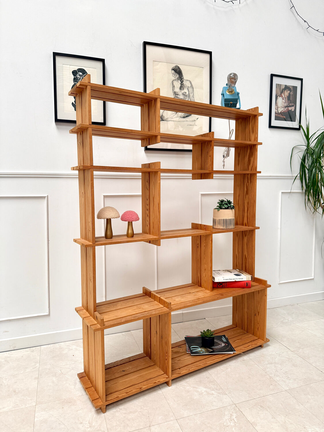 Vintage pine bookshelf