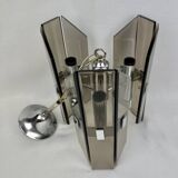 Smoked glass and chrome chandelier