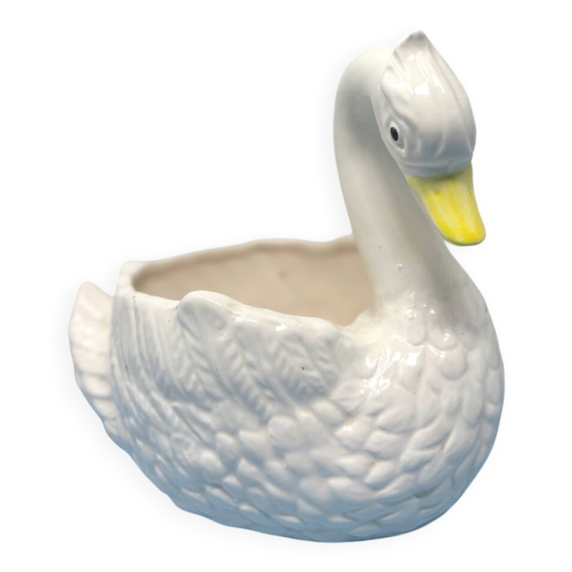 Italian ceramic swan shaped flowerpot