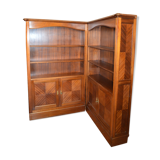 Open mahogany corner bookcase