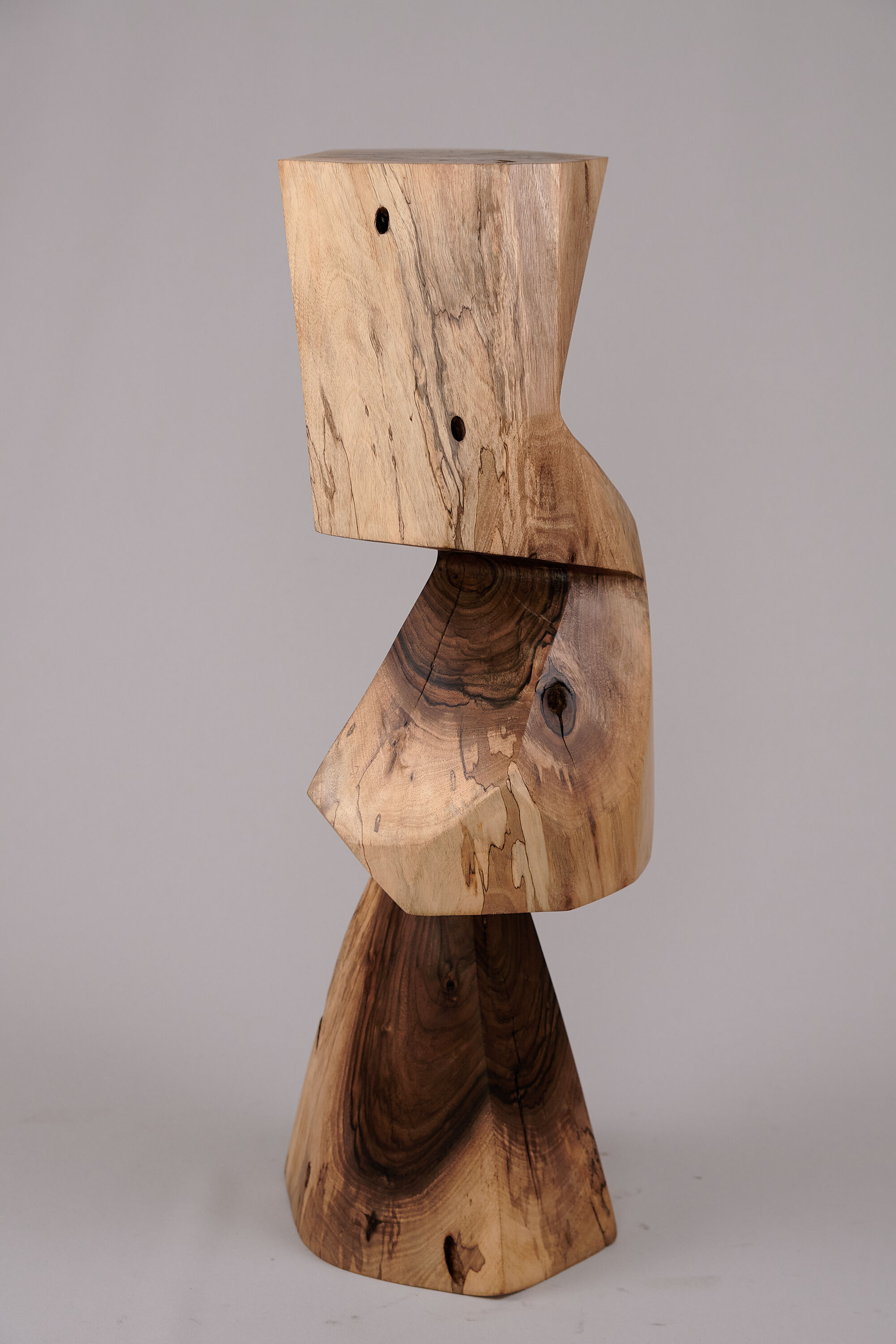 Solid wood sculptural side table, original contemporary design, logniture
