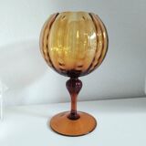 Coupe à pied cristal ambré - vintage
