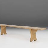 Rustic hand crafted Beige Wooden Bench, France, 1900s