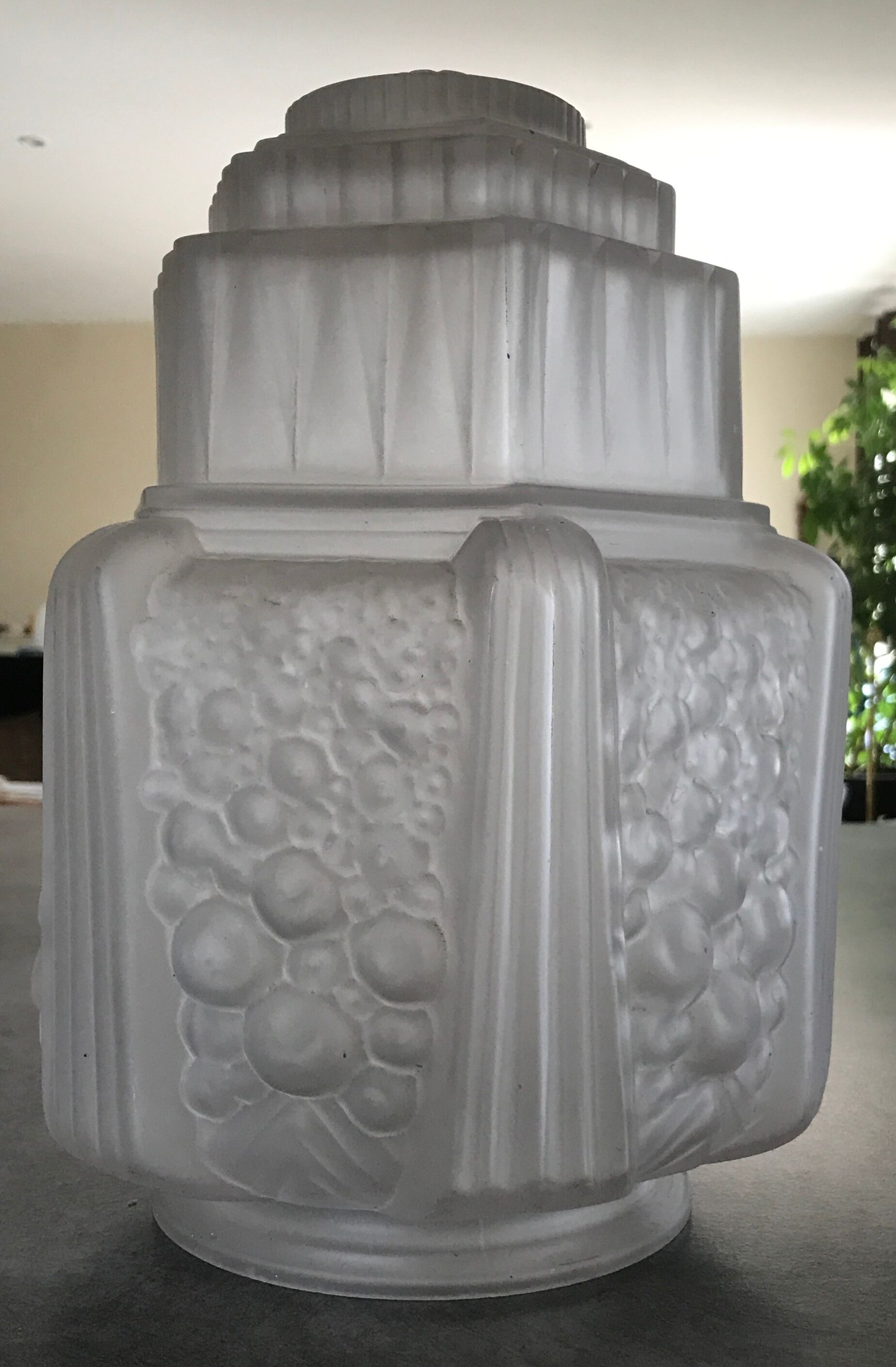 Old frosted glass lampshade suspension ceiling lamp art deco 30 cm