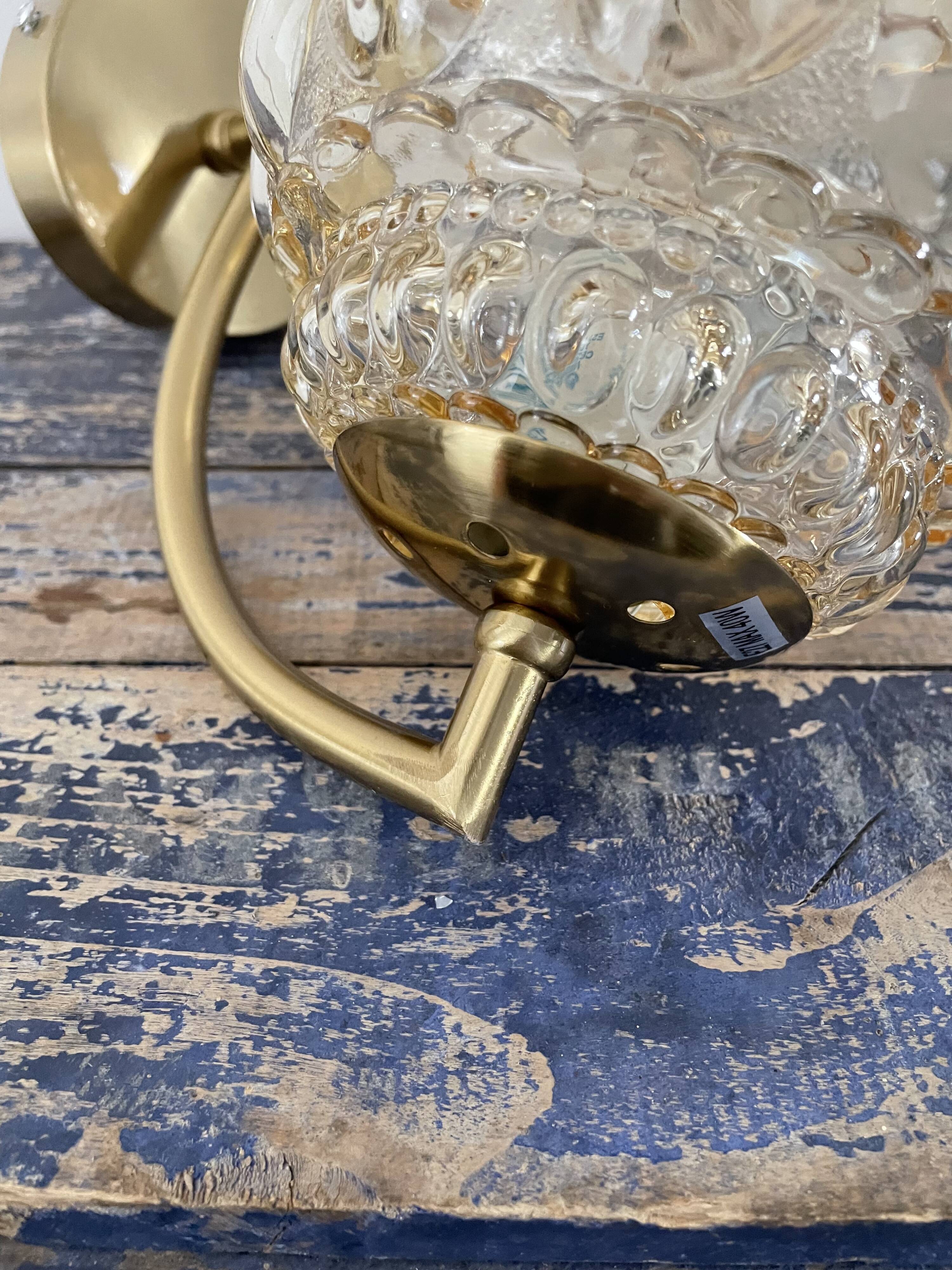 Vintage chiseled glass wall lamp