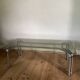 Vintage 70s table in tubular chrome and smoked glass
