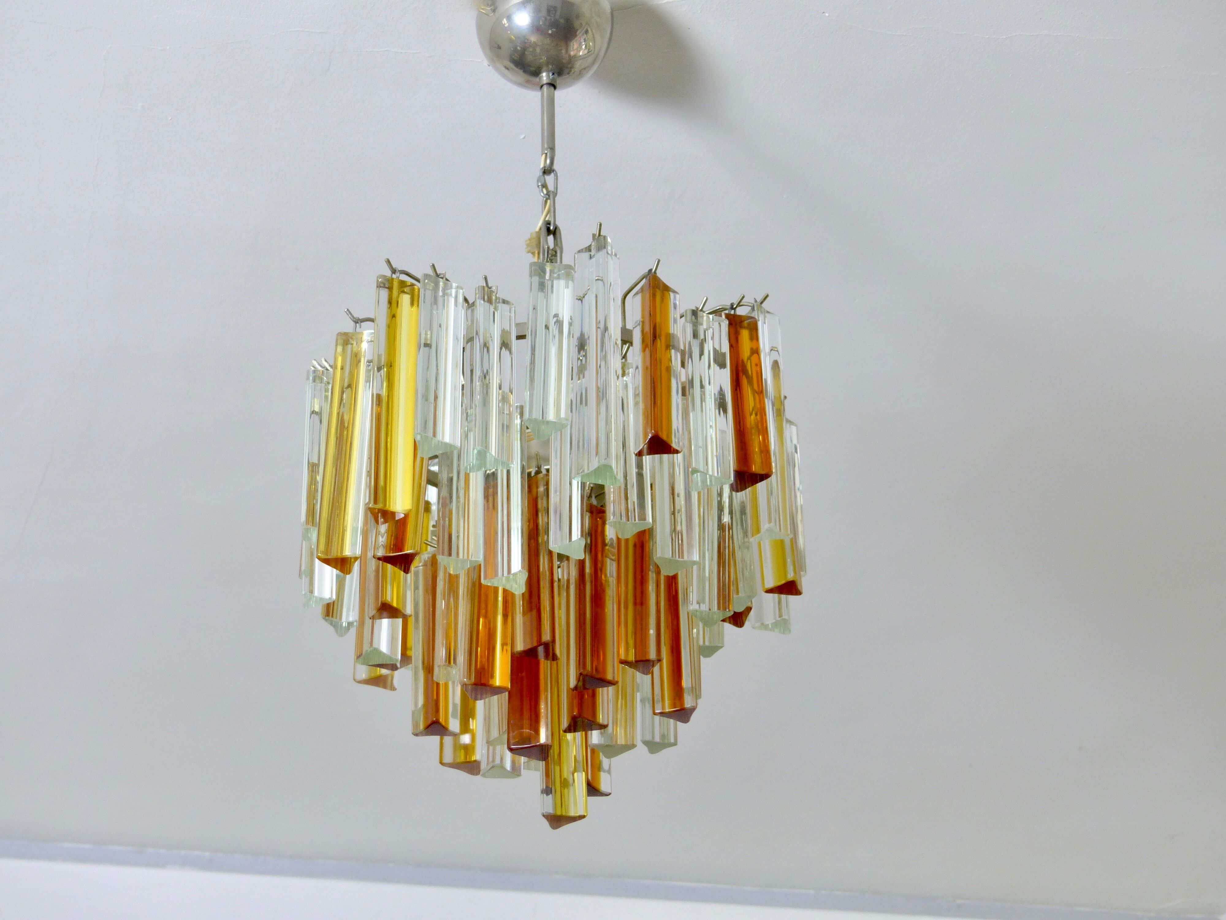 Crystal chandelier Italian vintage Venini trilobo