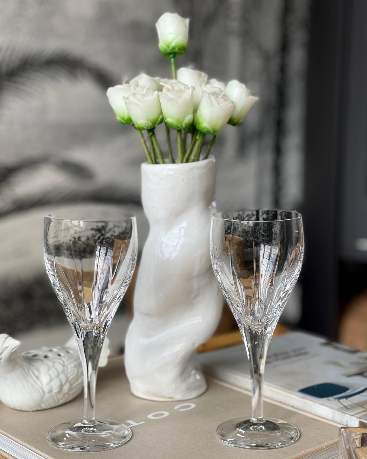 2 stemmed glasses from the Lorraine crystal factory