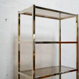 Bookcase vintage shelf in brass and smoked glass